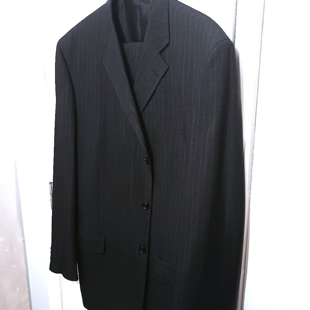 George Men 2 Piece Bluish Gray Pinstripe Suit